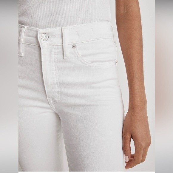 Madewell NWT Tall Kick Out Crop Jeans 33T Mid Rise Ankle Length in Pure White - Picture 4 of 9